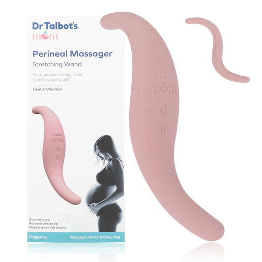 Dr. Talbot's Mom Perineal Massager for Pregnancy, Prep for Labor and Birth, Adjustable 3 Heat Modes and 5 Vibration Modes, Ergonomic Design with Mirror