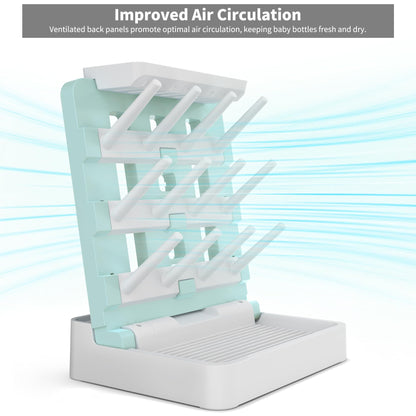 Baby Bottle Drying Rack, Vertical Standing Bottle Dryer Rack Holder-Space Saving Baby Bottle Drying Rack for Countertop-Holds Up to 12 Baby Bottles & Cup(Gray & Khaki)