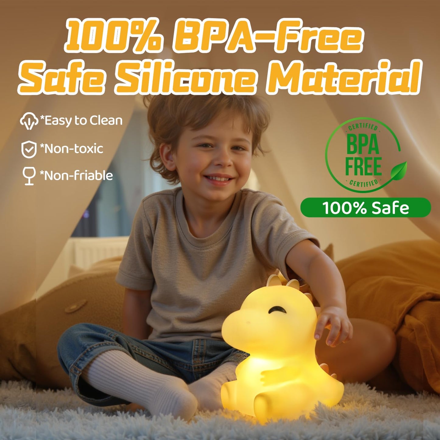 Huggwaii Squishy Axolotl Night Light for Kids – Dimmable Silicone Axolotl Lamp, 2025 Upgraded Baby Night Light, Rechargeable, 20H Battery Life, Sleep Aid Gift for Toddlers, Girls&Room Decor