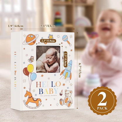 Lanpn Baby Photo Album 4x6 300 Pockets, Linen Newborn Bebe Ultrasound Photo Album with Memo Writing Area, Cover Photo Book, Picture Album for kids, Baby Girl Boy Memory Book Keepsake Colorful