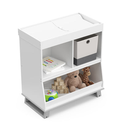 Storkcraft Modern Nursery Changing Table Dresser (White with White) – GREENGUARD Gold Certified, Dresser for Nursery, Changing Table With Drawers