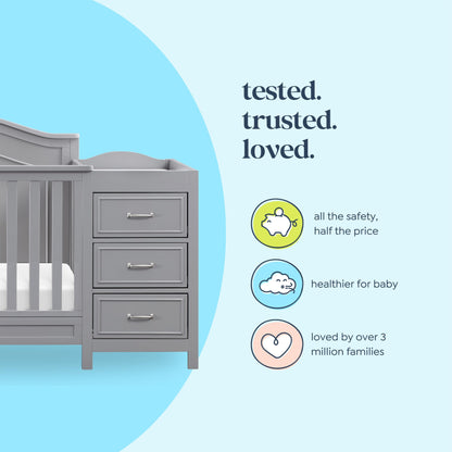 DaVinci Charlie 4-in-1 Convertible Mini Crib and Changer Combo in White, Greenguard Gold Certified