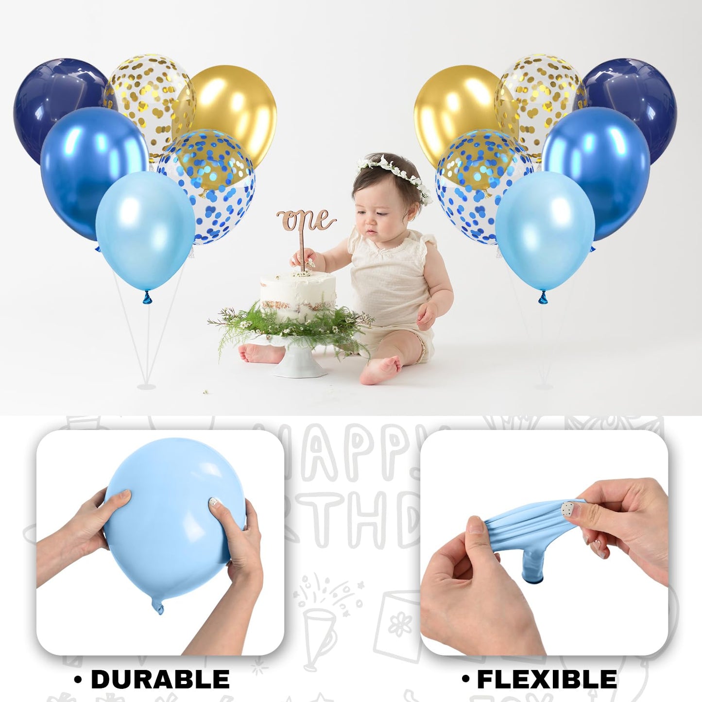 White Sand Gold Balloons Set, 12 Inch Double Stuffed Blush Beige Boho Party Balloons with Metallic Chrome Gold Neutral Cream Nude Latex Balloon for Birthday Baby Bridal Shower Wedding Party Decoration