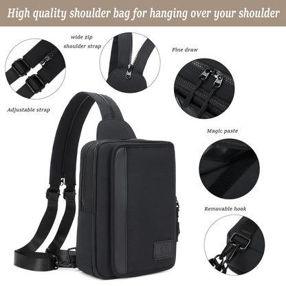 MYHOZEE Sling Bag Crossbody Backpack Purse - 2 in 1 Nylon Cross Body Bag Diaper with Wipes Pouch, Water Bottle Pocket