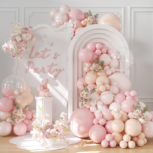 Dusty Pink Balloon Arch Kit, 126 Pcs Pastel Macaron Balloon Garland Kit Include Light Sand Pink Balloons for Birthday Baby Shower Wedding Bridal Gender Reveal Decorations