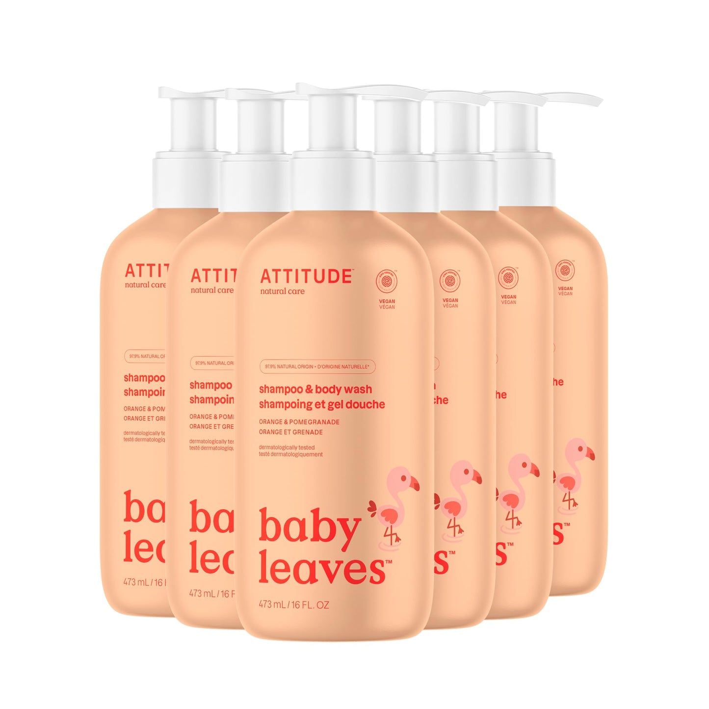 ATTITUDE 2-in-1 Shampoo and Body Wash for Baby, Fragrance-Free EWG Hypoallergenic Plant- and Mineral-Based Ingredients, Vegan and Cruelty-Free, Unscented, 16 Fl Oz