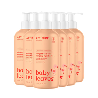 ATTITUDE 2-in-1 Shampoo and Body Wash for Baby, Fragrance-Free EWG Hypoallergenic Plant- and Mineral-Based Ingredients, Vegan and Cruelty-Free, Unscented, 16 Fl Oz