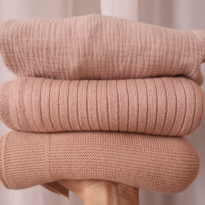 Knitted Organic Cotton Baby Blanket- Swaddle Blanket, 30" x 40" Soft Receiving Blanket for Newborn (Mochachino)