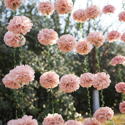 Nude Tissue Paper Pom Pom Garlands, Paper Flowers for Birthday Decorations, Baby Shower, Wedding Engagement, Bridal Shower, Spring Summer Party Decorations