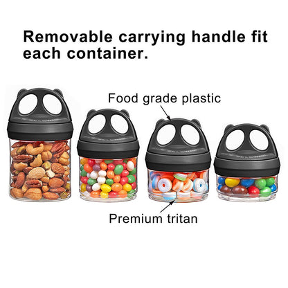 SELEWARE Portable Stackable Food Storage Containers for Snacks Formula Powder and Drinks Twist Lock System Airtight Leak-proof BPA and Phthalate Free 4 Piece Jars 31oz Blue