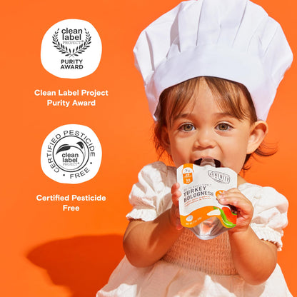 Serenity Kids 7+ Months Bone Broth Puree Made With Organic Veggies - Clean Label Project Purity Award Certified - 3.5 Ounce BPA-Free Pouch - Grass Fed Beef Pot Roast - 12 Count - Baby Food Pouch