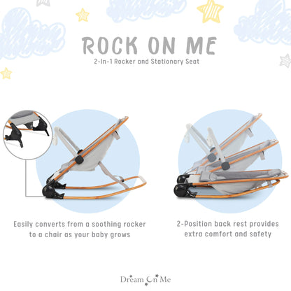 Dream on Me Rock With Me 2-in-1 Baby Rocker and Stationary Seat, Baby Rocker Seat for Infant with Removable Toy Bar, Baby Rocker Chair with Soothing Music & Vibration, 0-6 Months, Upto 20 Lbs