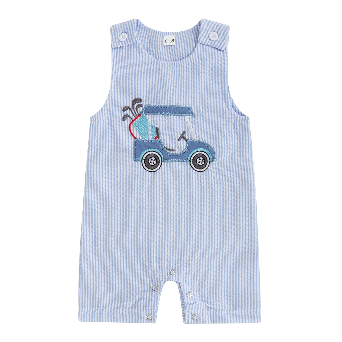 Baby Boy Summer Clothes Sleeveless Embroidery Dinosaur Striped Retro Romper Jumpsuit Smocked Shortall