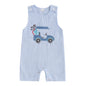 Baby Boy Summer Clothes Sleeveless Embroidery Dinosaur Striped Retro Romper Jumpsuit Smocked Shortall