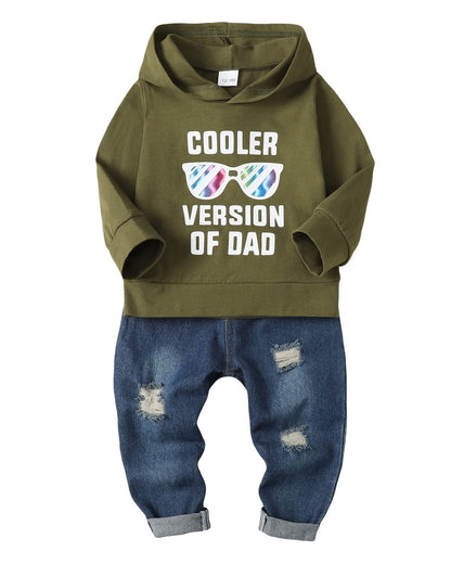 NZRVAWS Baby Boy Clothes Toddler Boy Outfit 2 3 4T 6 12 18 24 Month Fall Winter Hoodie Ripped Jeans Clothing