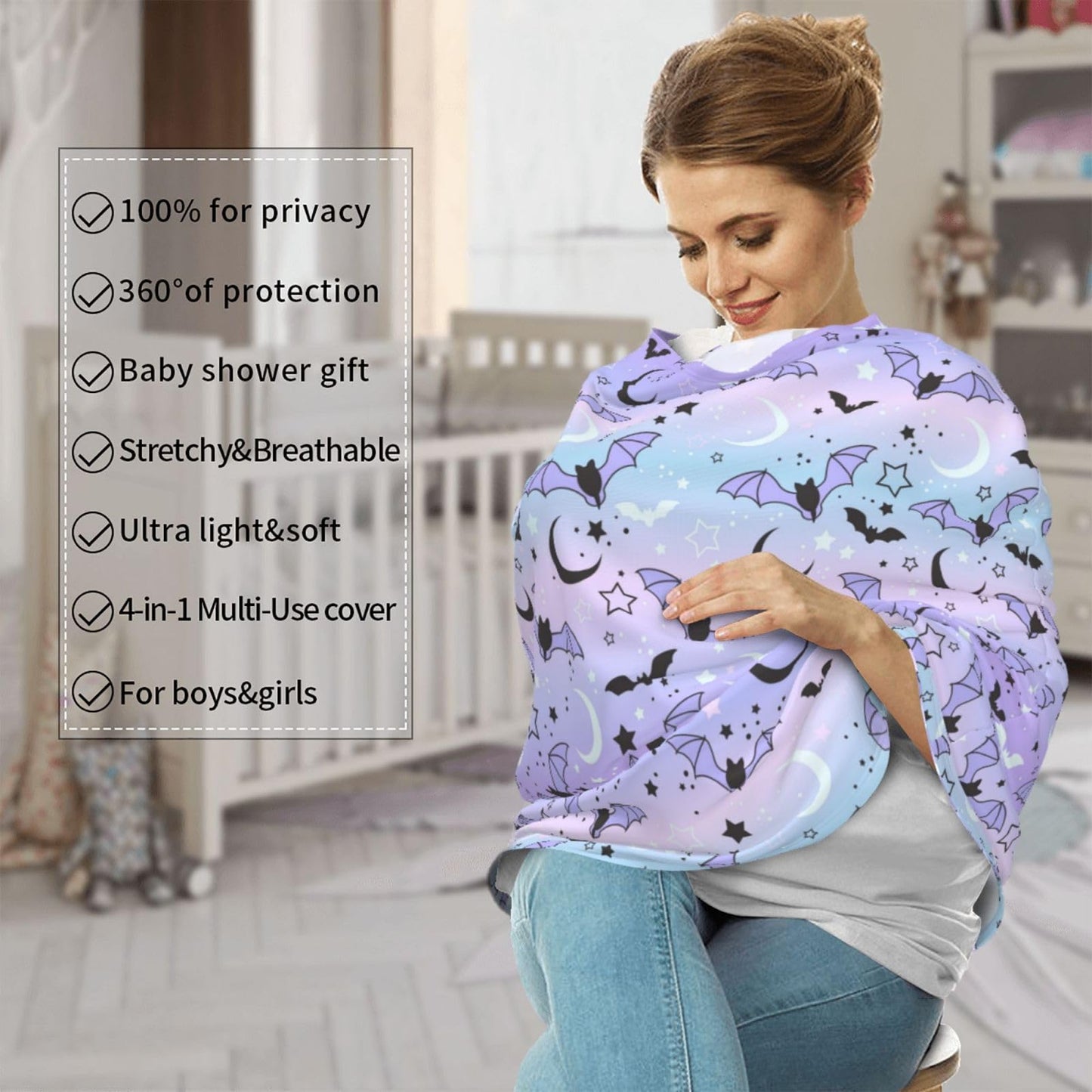 Cute Butterfly Baby Stuff Car Seat Covers Baby Multi-Use Car Seat Canopy Carrier Cover, Breathable Breastfeeding Cover Boys & Girls