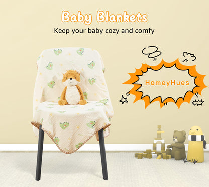 Baby Blanket Double Layer Cotton 40 x 40 Soft Receiving Blanket with Pattern Machine Washable Brown Bear
