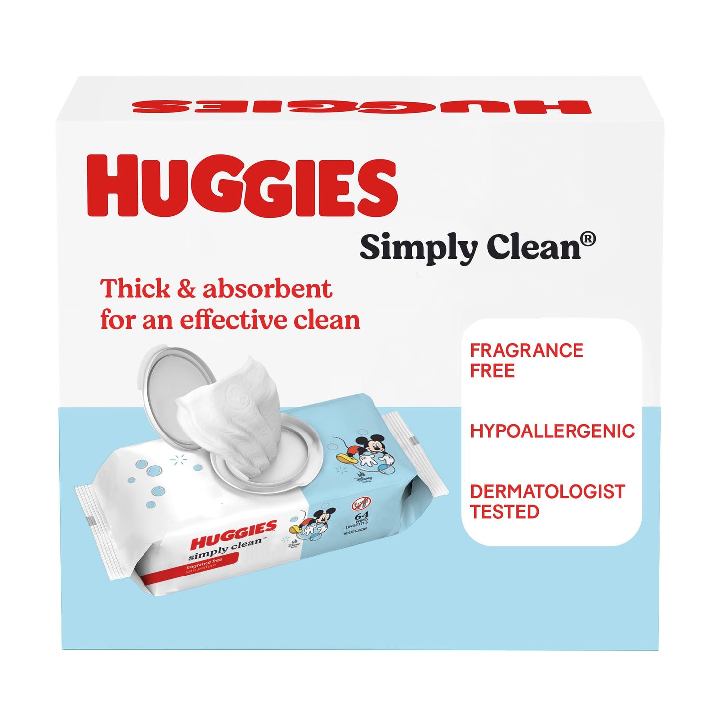 Huggies Simply Clean Unscented Baby Diaper Wipes, 11 Flip-Top Packs (704 Wipes Total), Packaging May Vary