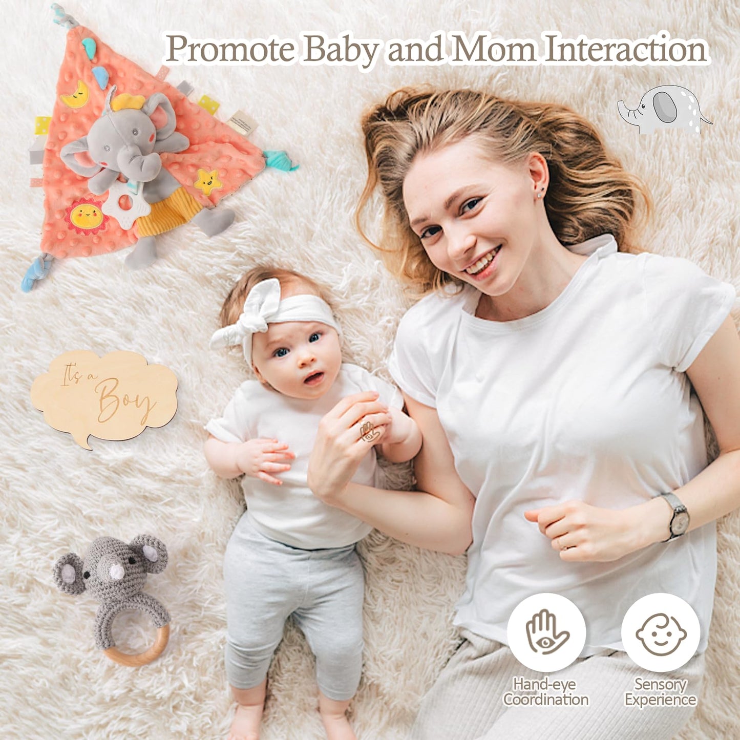 Bopoobo Baby Shower Gifts for Boys - New Born Gifts, Unique Essentials: Onesie, Blanket, Rattle, Lovey, Socks, Decision Coins, Milestone