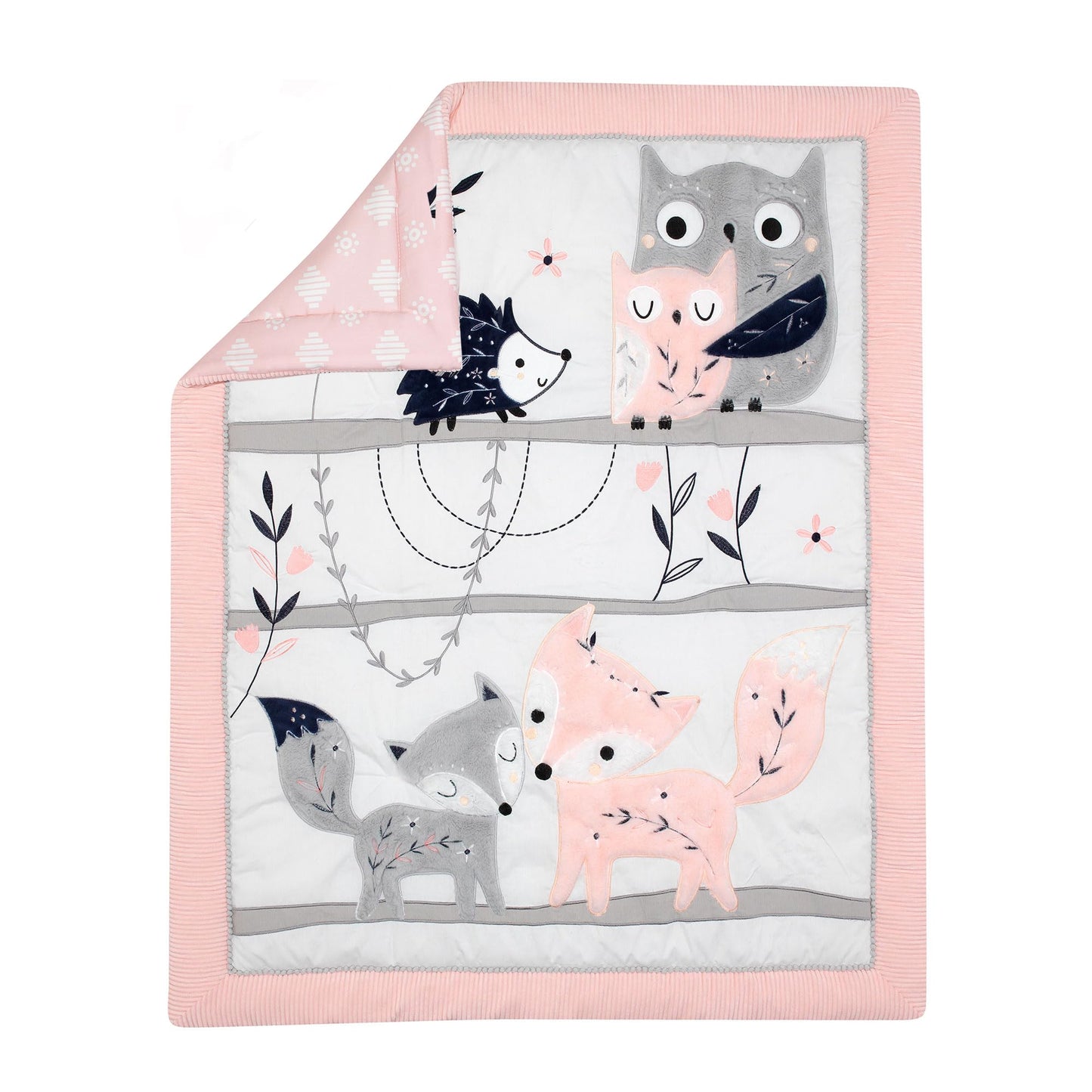 Lambs & Ivy Painted Forest 4-Piece Crib Bedding Set - Gray, Beige, White