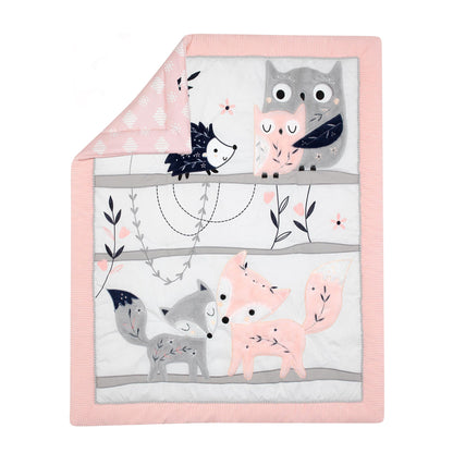 Lambs & Ivy Painted Forest 4-Piece Crib Bedding Set - Gray, Beige, White