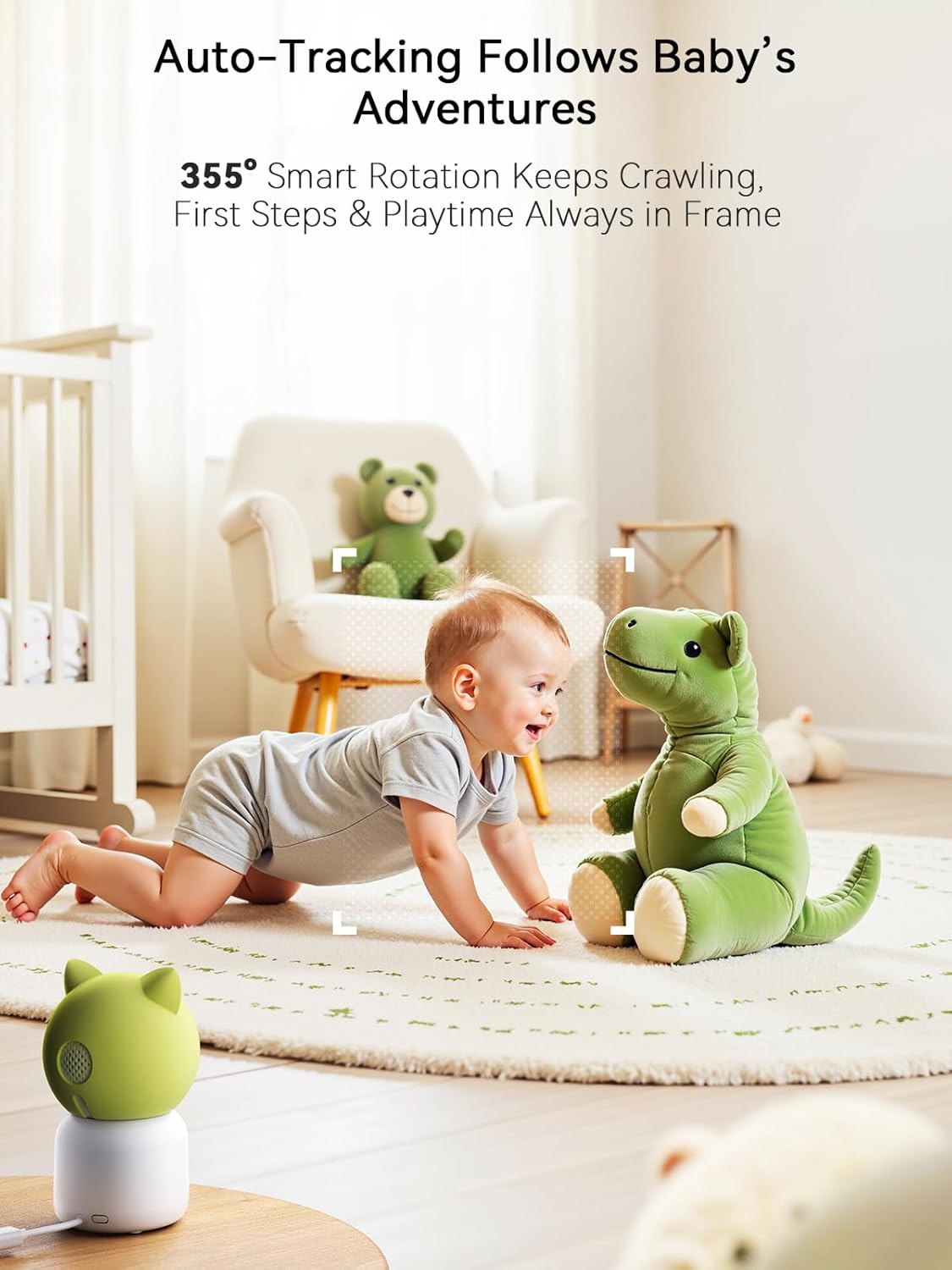 2K 4MP UHD Smart WiFi Baby Monitor PTZ Indoor Camera for Home Security, Pet Camera w/Motion Detect Auto Tracking, Real-Time Alerts, 2-Way Audio, Night Vision w/Light, Cloud & Micro SD Card Storage