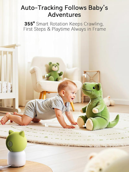 2K 4MP UHD Smart WiFi Baby Monitor PTZ Indoor Camera for Home Security, Pet Camera w/Motion Detect Auto Tracking, Real-Time Alerts, 2-Way Audio, Night Vision w/Light, Cloud & Micro SD Card Storage