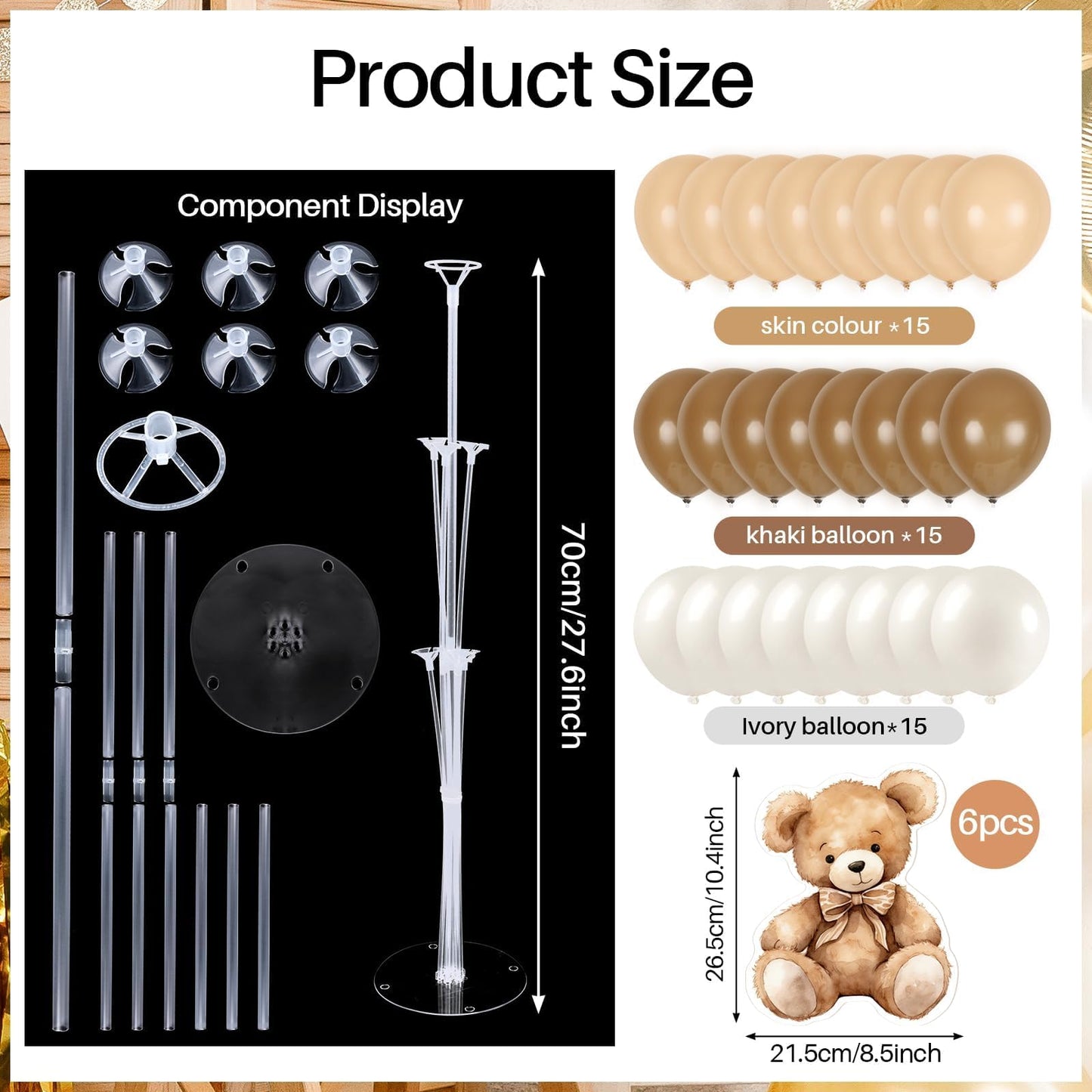 4 Sets Balloon Stand Kit for Table Bear Baby Shower Tables Centerpieces with Balloon Boy Baby Shower Decorations for Bear Theme Gender Reveal Birthday Party Table Decorations Supplies (Brown Bear, 4)