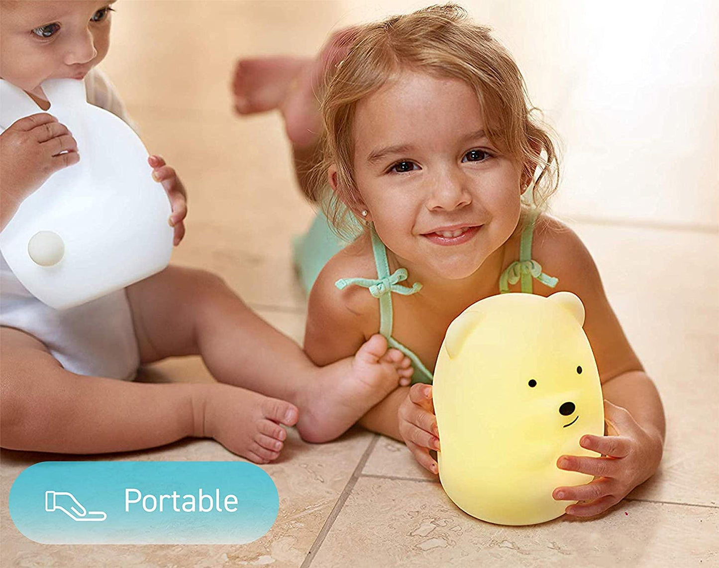 Lumipets Bear, Kids Night Light, Play Music, Silicone Nursery Light for Baby and Toddler, Squishy Night Light for Kids Room, Animal Night Lights for Girls and Boys, Kawaii Lamp, for Bedroom