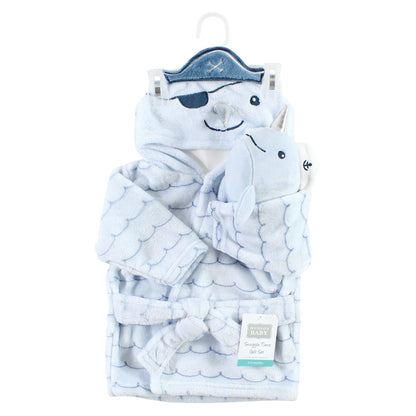 Hudson Baby Unisex Baby Plush Bathrobe and Toy Set