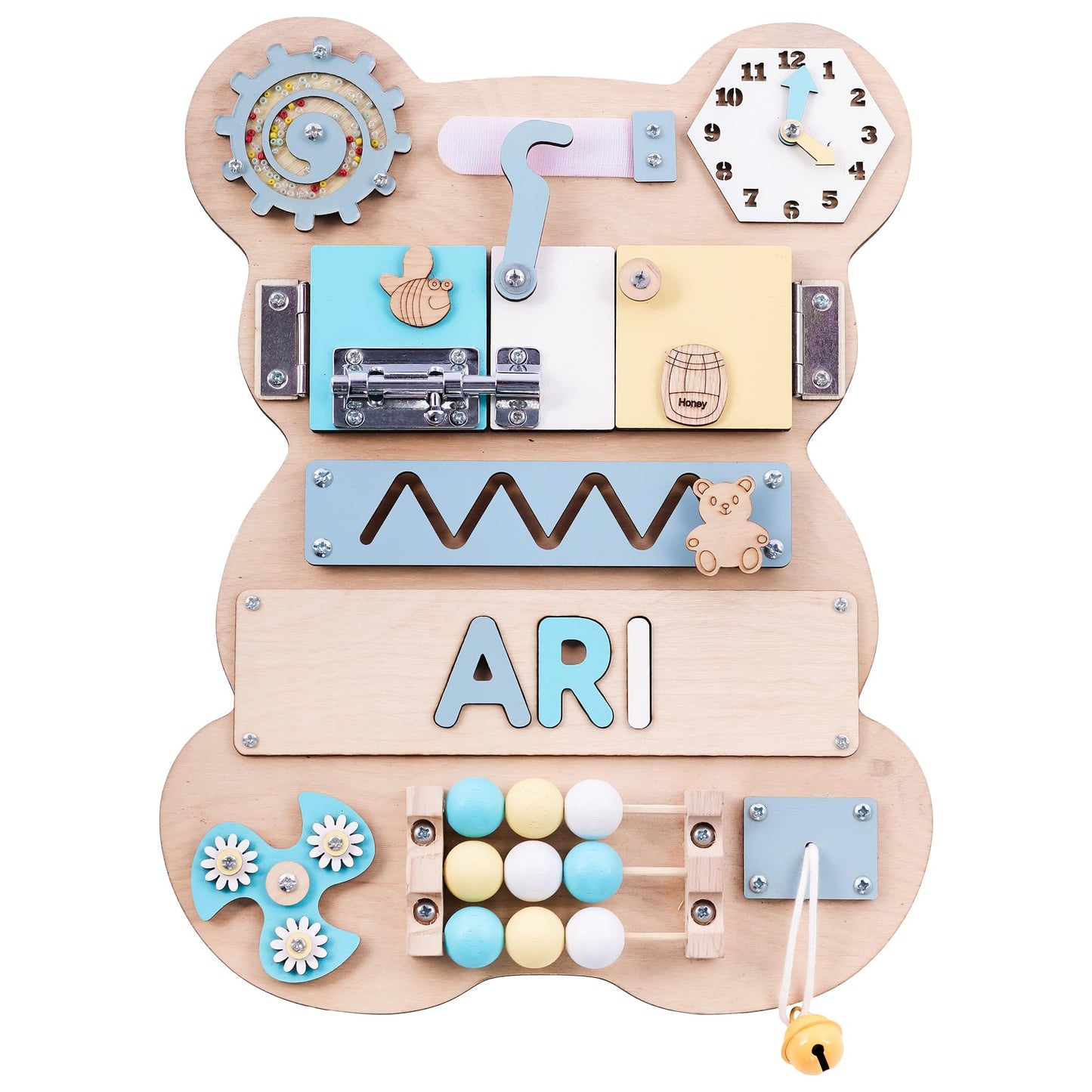 Nabytok Customized Name Puzzle for Toddlers (Fixed I J Letters) Personalized Toddlers Busy Board, Baby Personalized Board for 1-5 Years Old, First Birthday Gift, Montessori Toys (Pastel Girl)