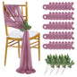 QueenDream Light Blue Sashes Chair Aisle Decorations: 24 Pack Baby Shower Chair Cover 8FT Long Tulle Draping Fabric Wedding Reception Church