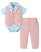 DISAUR Baby Boy Clothes Toddler Boy Outfits 4PCS Gentleman Dress Romper/Vest/Pants/Bow Tie Cotton Suit Sets