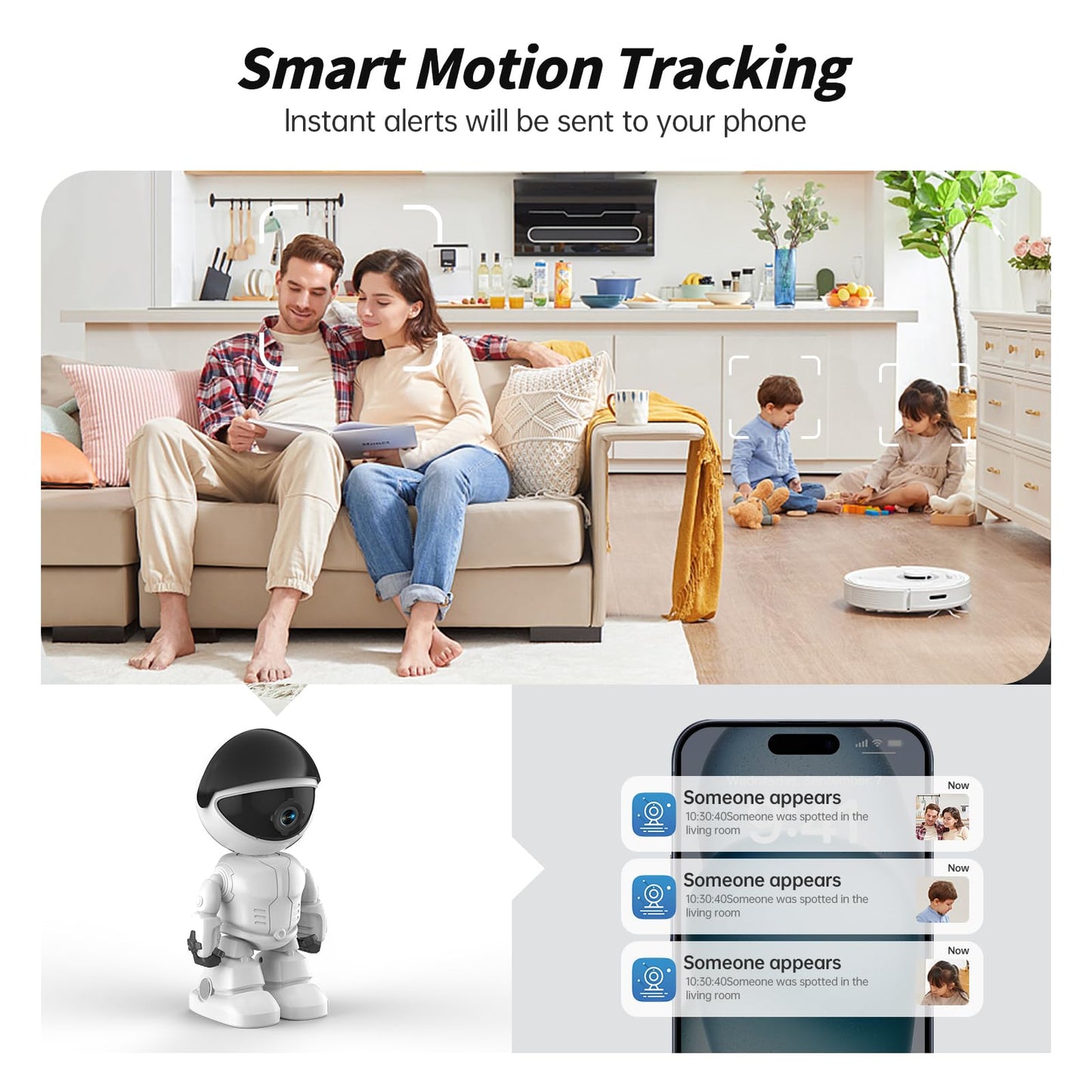 Robot Security Camera,Indoor Camera Robot,5G/2.4Ghz WiFi Robot Cameras for Home Security,Pet/Baby Camera with Phone App Motion Detection and Alarm,Home Security Two-Way Talk, Human Detection
