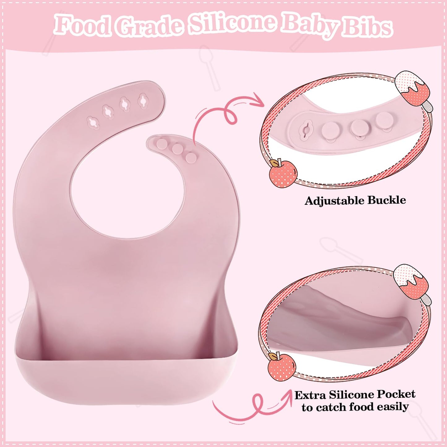 Silicone Baby Feeding Set 10 Pcs Baby Led Weaning Supplies Suction Bowl Divided Plate Baby Bibs Fruit Feeder Baby Spoons Forks Sippy Cup Toddler Utensil Sets Baby Essentials for Newborn Gift