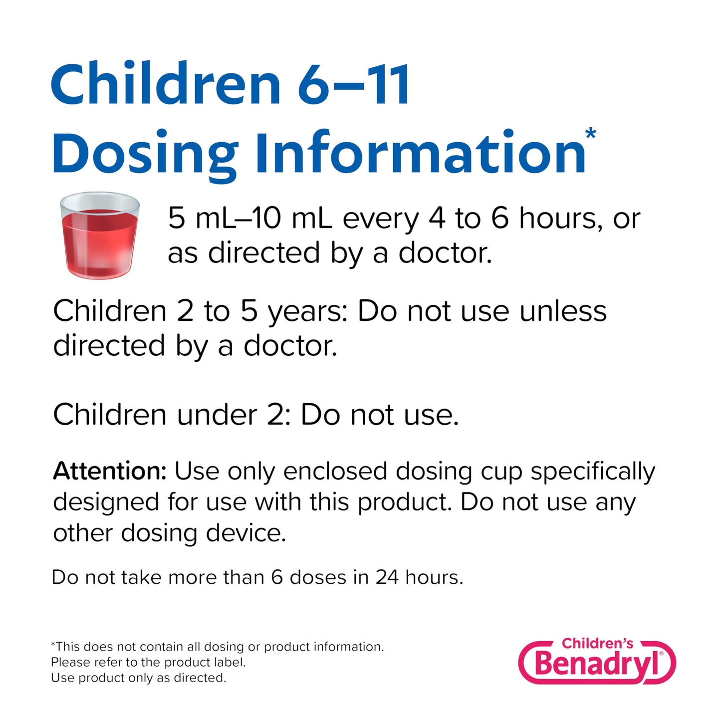 Benadryl Children's Dye-Free Allergy Relief Liquid + 12.5 mg Diphenhydramine HCl, Antihistamine Allergy Medicine for Kids Helps Relieve Runny Nose & Sneezing, Bubble Gum Flavor, 8 fl. oz