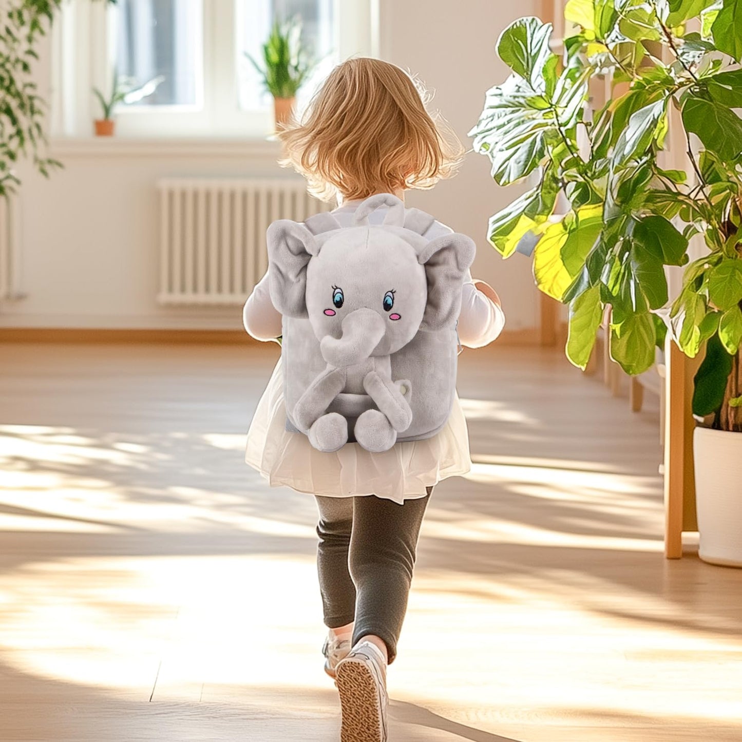 HONGTEYA Toddler Backpack Plush Backpack for Kids Soft Mini Backpack for Girls Animal Elephanet Doll Toys Birthday Easter Christmas kids for Age 1 2 3 4 5