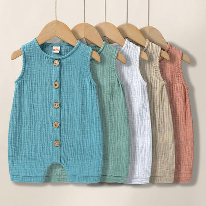 Infant Newborn Baby Boys Girls Cotton Linen Romper Summer Jumpsuit Sleeveless Overalls Clothing Set
