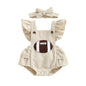 Football Baby Girl Outfit Embroidery Football Romper Ruffle Sleeve Corduroy Bodysuit Overalls Game Day Clothes