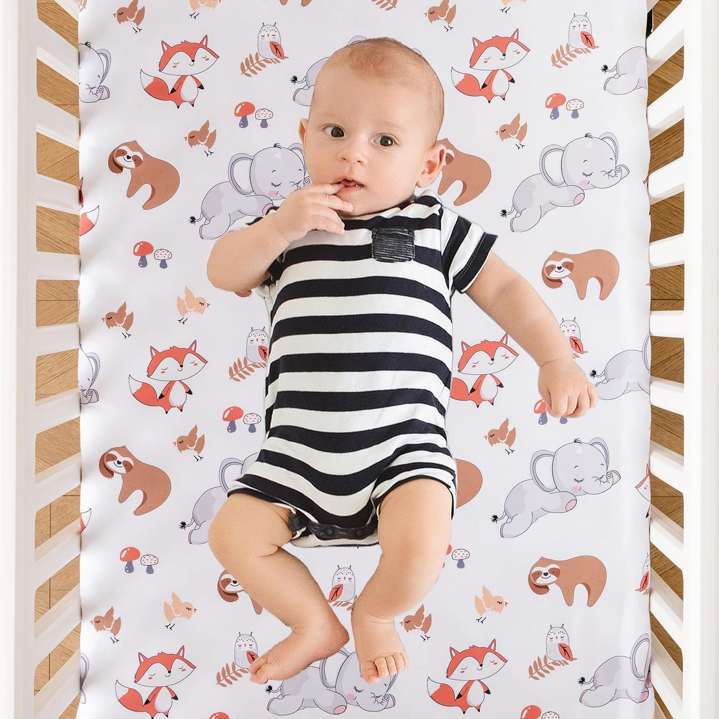 Crib Bedding Set 4 Pieces – Includes Comforter, 2 Fitted Sheets for Easy Changing, Crib Skirt – Soft, Breathable, Machine Washable – Fits Standard Crib Mattress – Baby Nursery Set for Boys & Girls