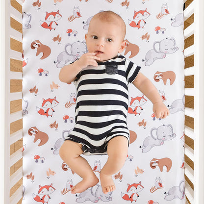 Crib Bedding Set 4 Pieces – Includes Comforter, 2 Fitted Sheets for Easy Changing, Crib Skirt – Soft, Breathable, Machine Washable – Fits Standard Crib Mattress – Baby Nursery Set for Boys & Girls