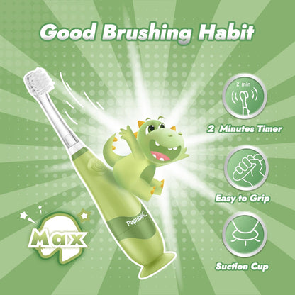 Papablic Toddler Sonic Electric Kids Toothbrush for Ages 1-3 Years, Baby Electric Toothbrush with Cute Penguin Cover and Smart LED Timer, 2 Brush Heads (Pippin)