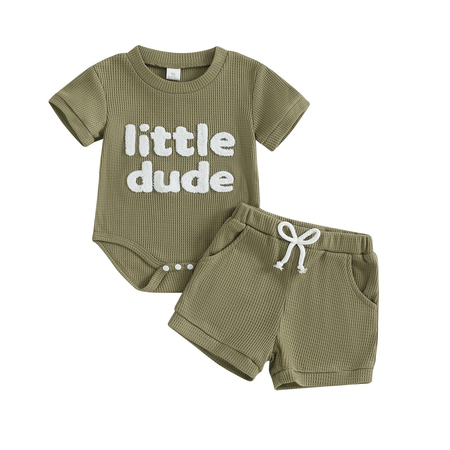 MERSARIPHY Newborn Baby Boy Summer Clothes Mama's Boy Little Dude Short Sleeve Romper Shorts Set Infant Waffle Knit Outfit