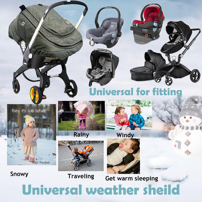 Winter Carseat Cover for Baby Cold-Weather Shield Protection - Baby Car Seat Cover for Infant Car Seat,Waterproof and Windproof Canopy CarSeat Covers for Baby Warm and Cozy Car Seat Covers