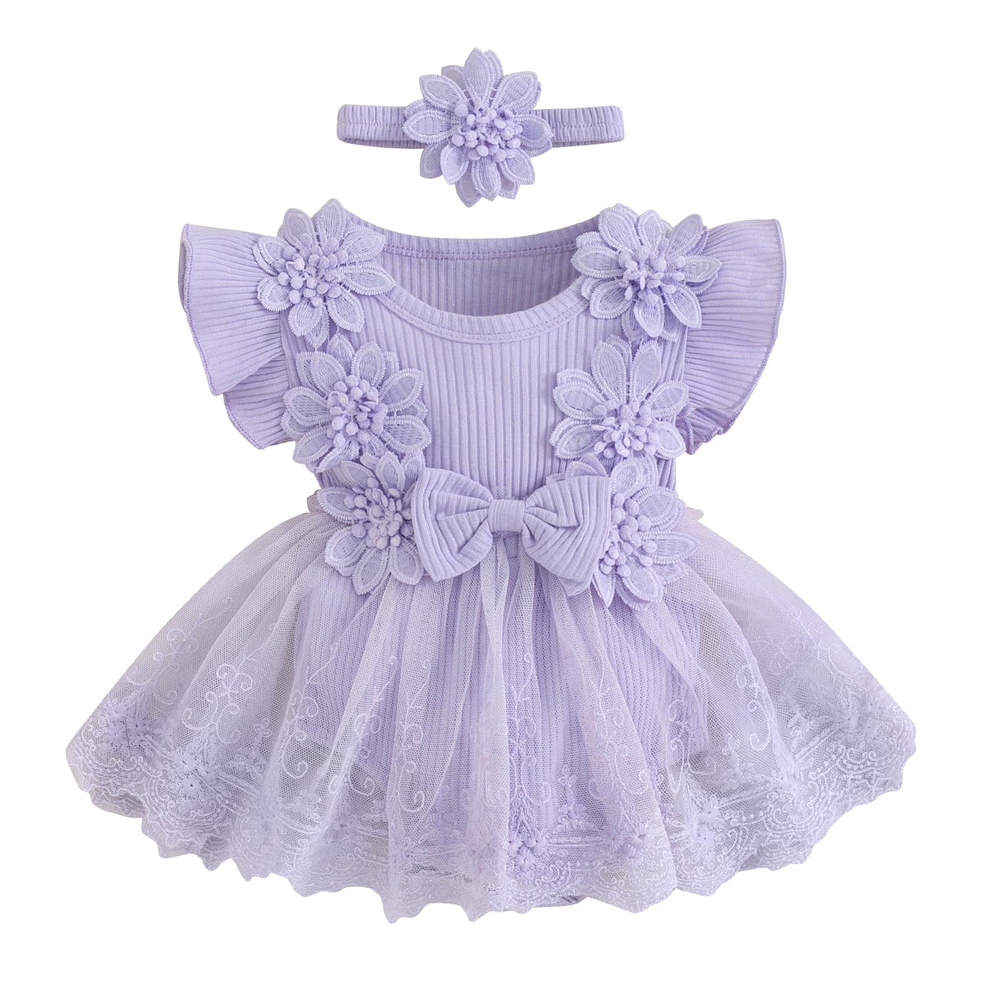 MERSARIPHY Newborn Baby Girl Boho Outfits Infant Lace Tulle Ruffle Bubble Romper Dress Jumpsuit Bodysuit Photoshoot Clothes