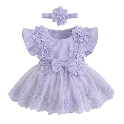 MERSARIPHY Newborn Baby Girl Boho Outfits Infant Lace Tulle Ruffle Bubble Romper Dress Jumpsuit Bodysuit Photoshoot Clothes