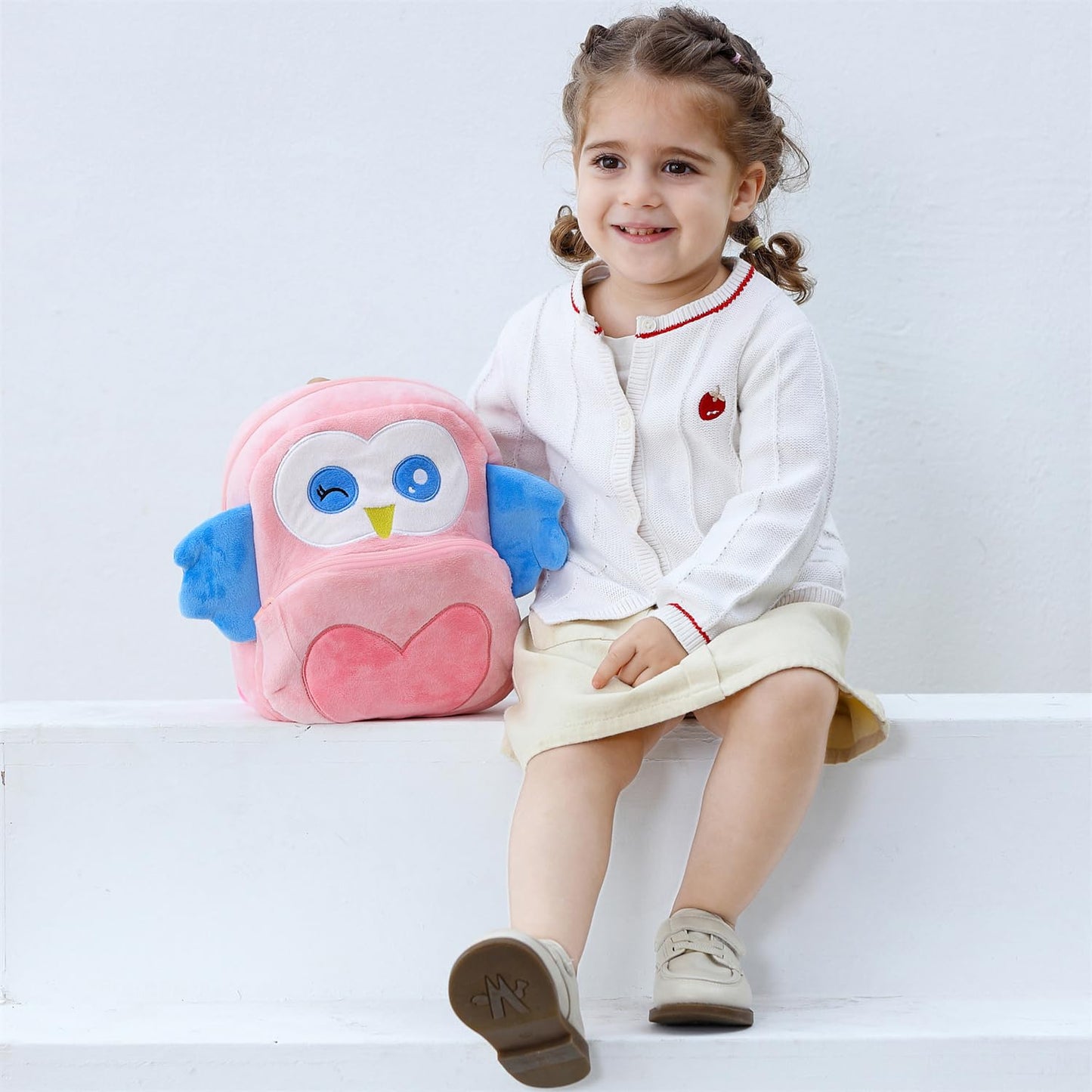 Cute Plush Toddler Backpacks Mini Brown Owl Backpack for Kids Real Littles Backpack for Boy Girl