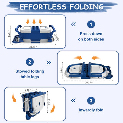 MoreFeel Collapsible Baby Bathtub for Newborn with Thermometer & 1 Hooded Towel & 1 Soft Floating Cushion,Portable Travel Bathtub with Drain Hole, Durable Foldable Baby Tubs for Infants to Toddler