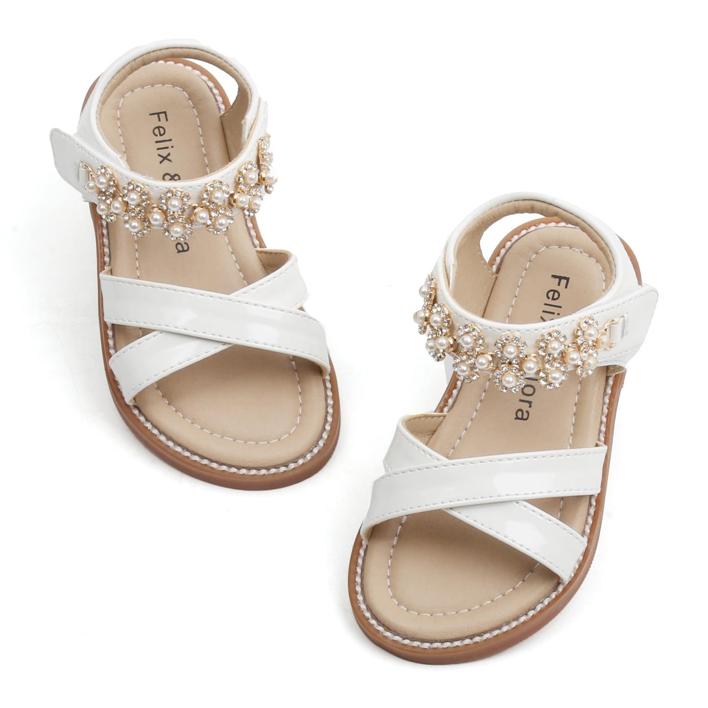 Felix & Flora Toddler Girls Sandals Soft Rubber Flats Summer Baby Flower Girl Shoes.