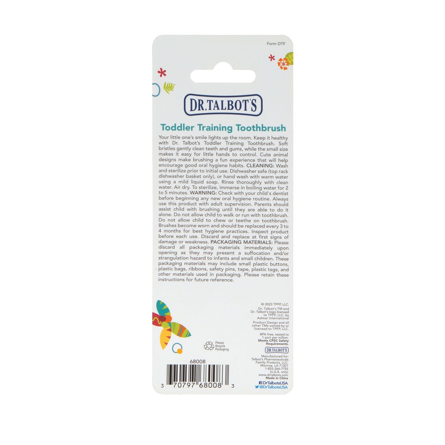 Dr. Talbot's Toddler Training Toothbrush and Natural Kids Toothpaste with Citroganix - 1.6 oz - Fluoride-Free Toothpaste and Toddler Toothbrush - 6+ Months - Alligator
